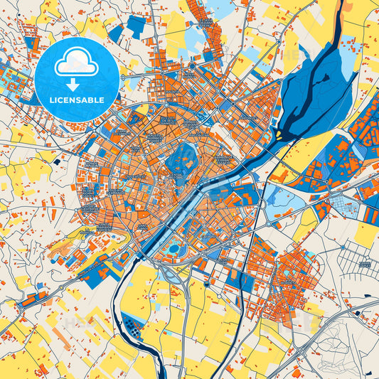 Colorful Lleida Street Map with Labels and Buildings