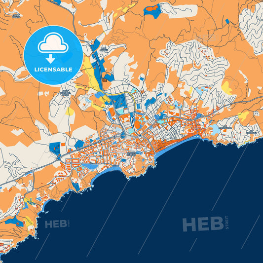 Colorful Lloret de Mar Street Map with Labels and Buildings