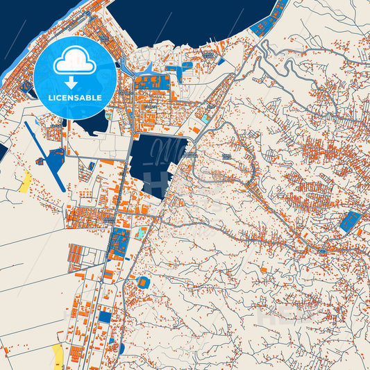 Colorful Lobito Street Map with Labels and Buildings