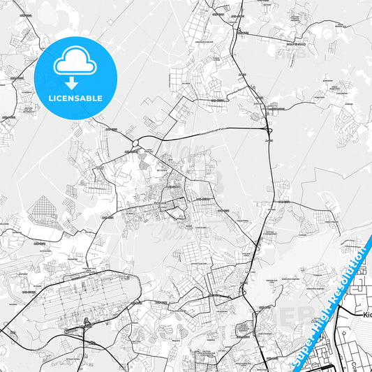 Lobnya, Russia light map with streetnames, citynames and districts