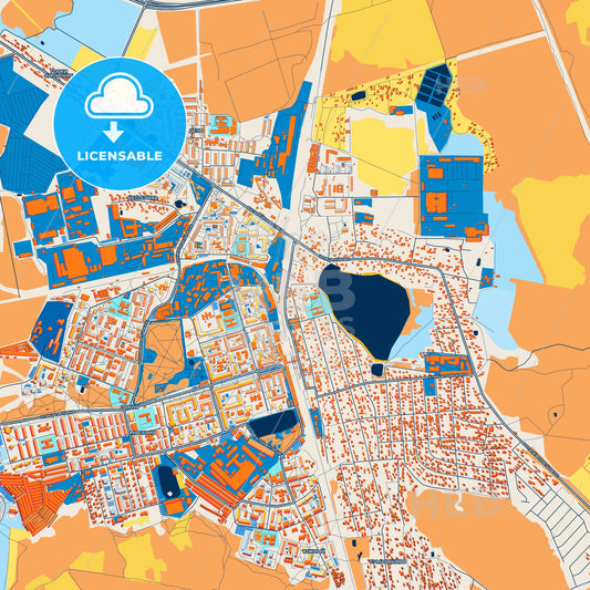 Colorful Lobnya Street Map with Labels and Buildings