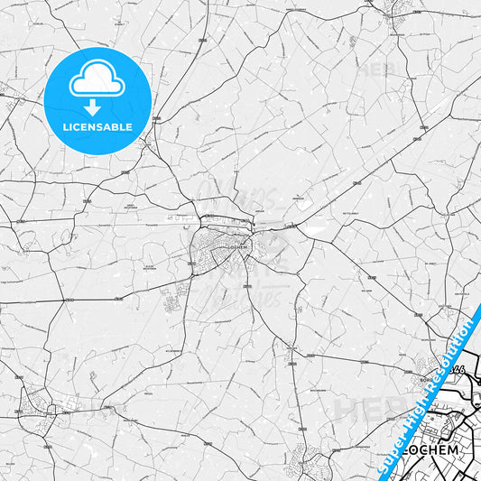 Lochem, Netherlands light map with streetnames, citynames and districts