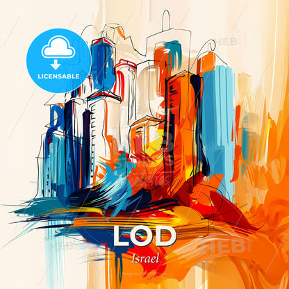 Vibrant Lod, Israel - A Painting Of A City - Square format print template