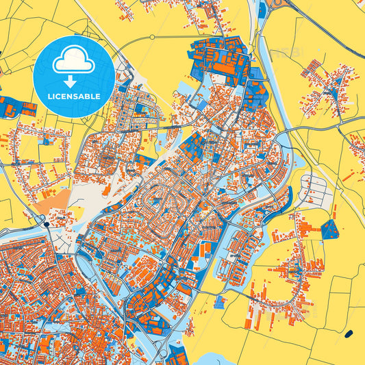 Colorful Lod Street Map with Labels and Buildings