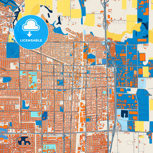 Colorful Lodi Street Map with Labels and Buildings