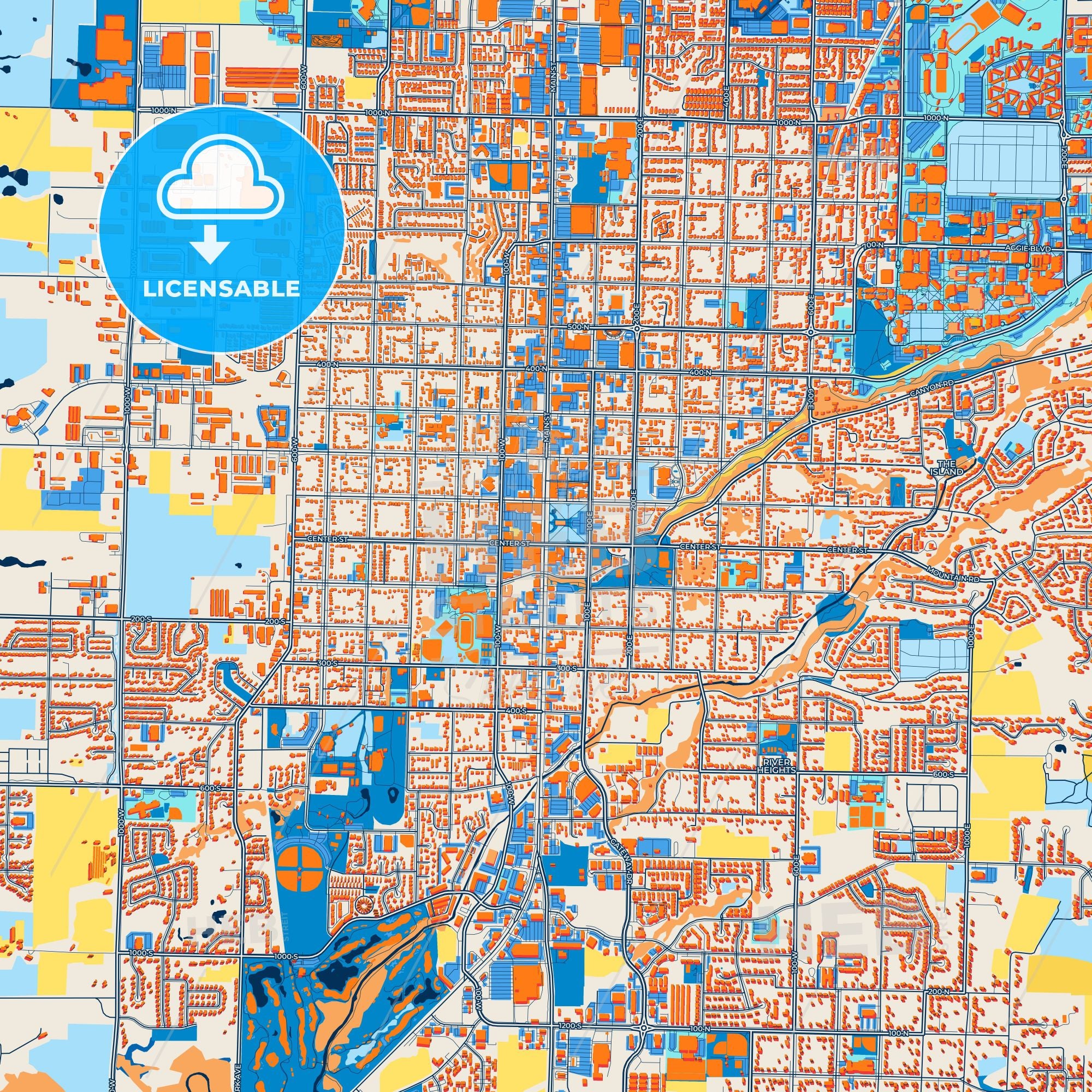 Colorful Logan Street Map With Labels And Buildings – HEBSTREITS