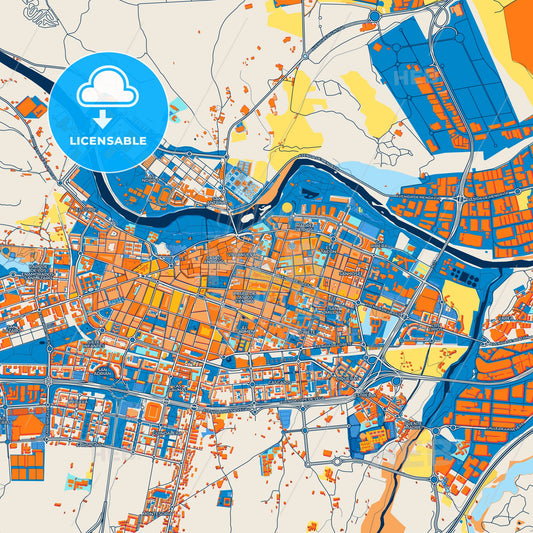 Colorful Logroño Street Map with Labels and Buildings