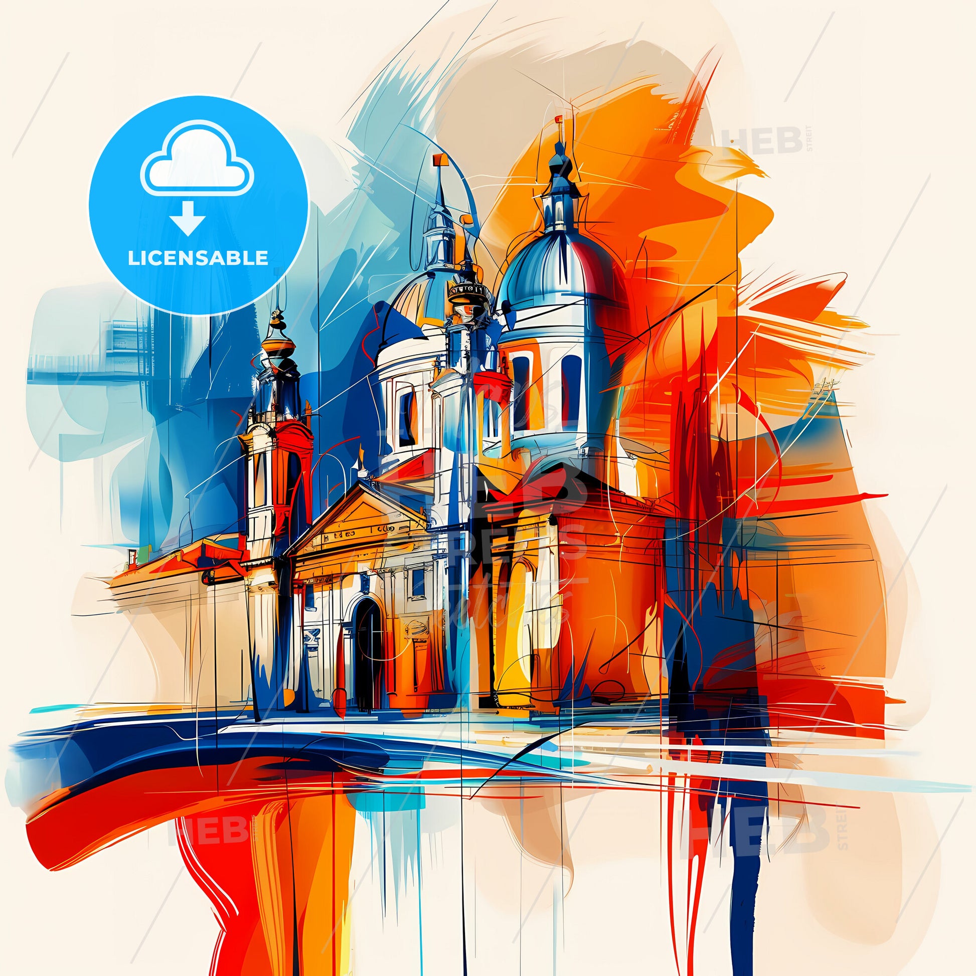 Vibrant Logroño, Spain - A Painting Of A Building