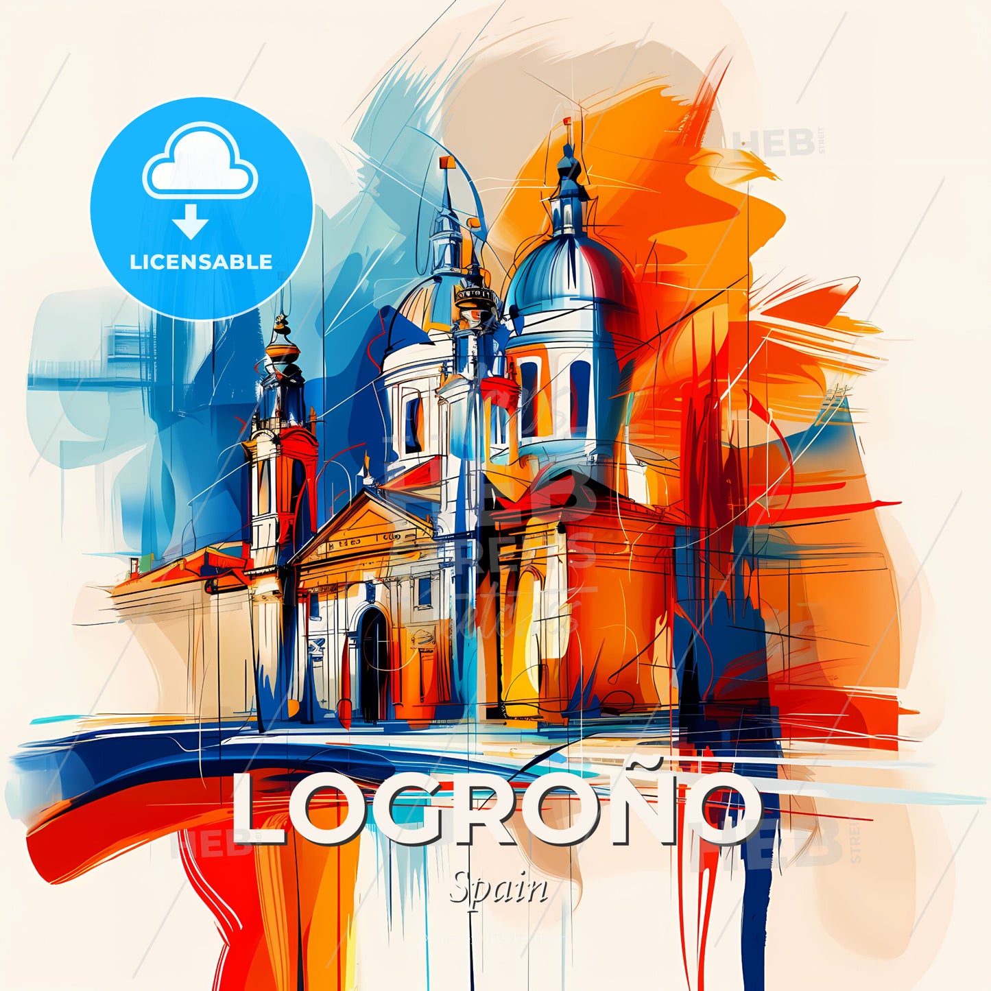 Vibrant Logroño, Spain - A Painting Of A Building - Square format print template