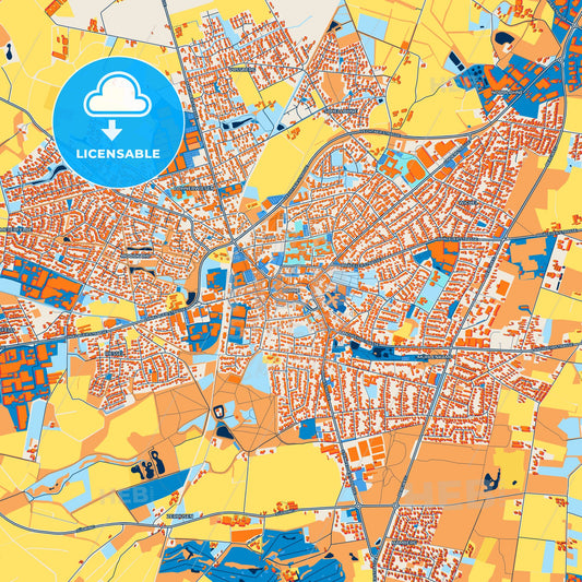 Colorful Lohne Street Map with Labels and Buildings