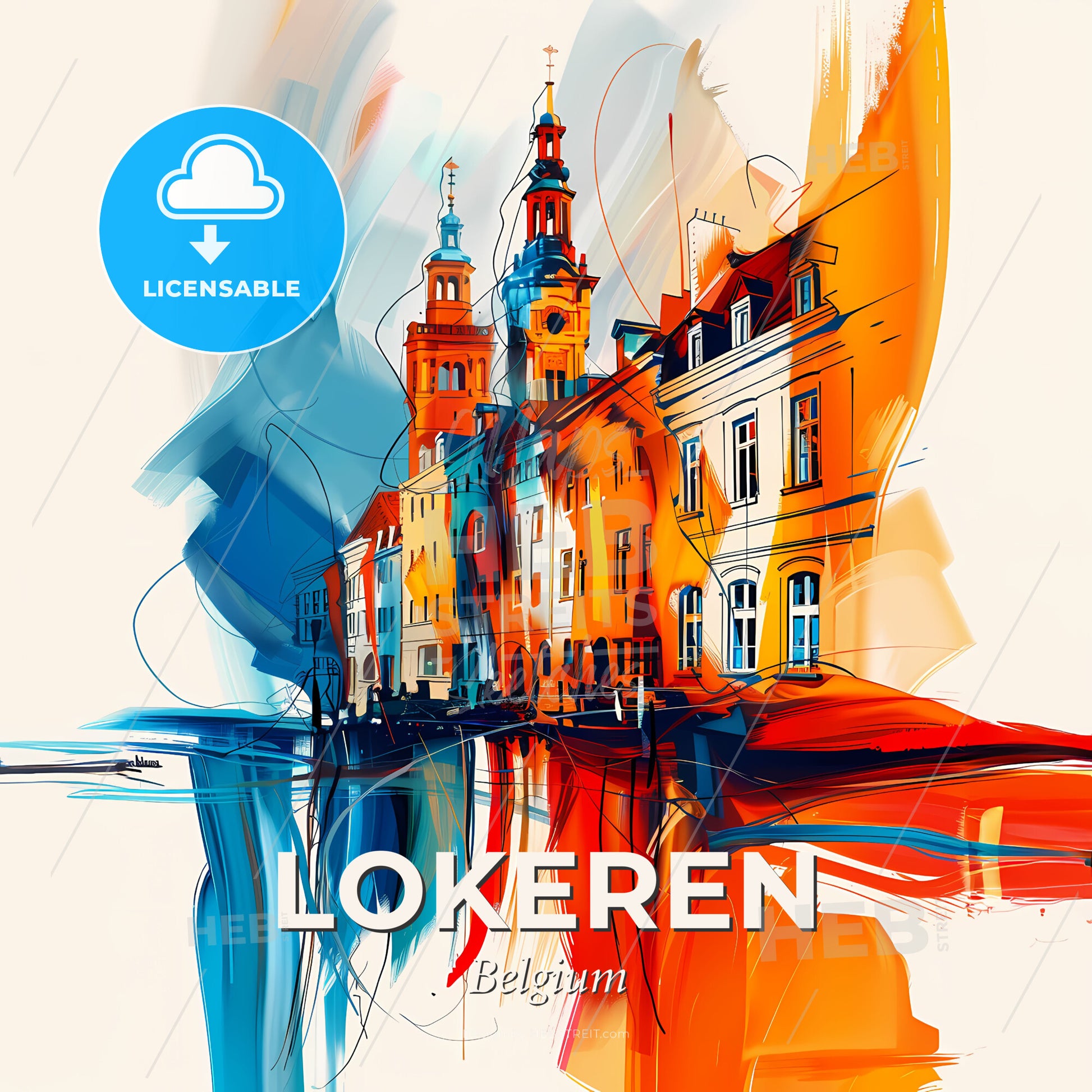 Vibrant Lokeren, Belgium - A Painting Of A Building - Square format print template