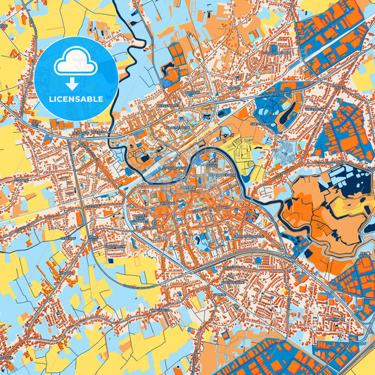 Colorful Lokeren Street Map with Labels and Buildings