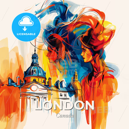 Vibrant London, Canada - A Woman With Colorful Hair - Square format print template