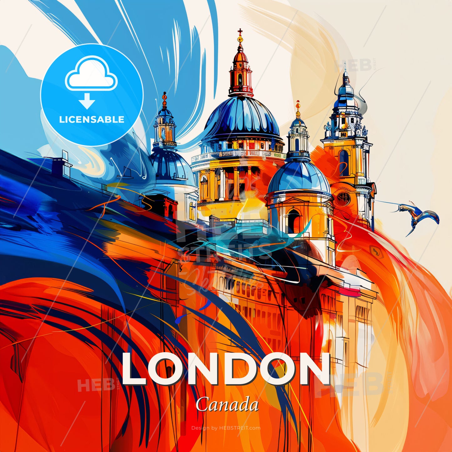 Vibrant London, Canada - A Colorful Painting Of A Building - Square format print template