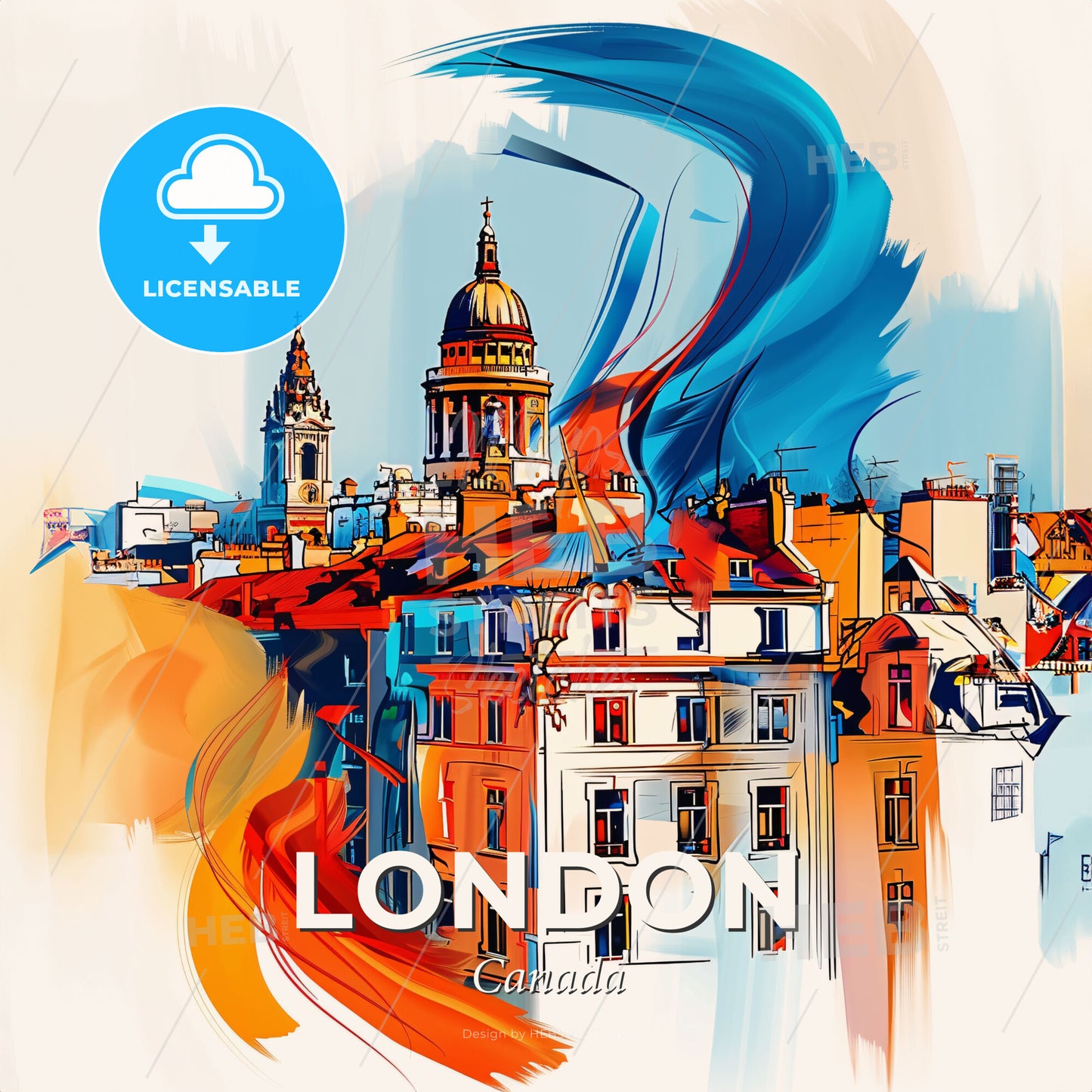 Vibrant London, Canada - A Painting Of A City - Square format print template