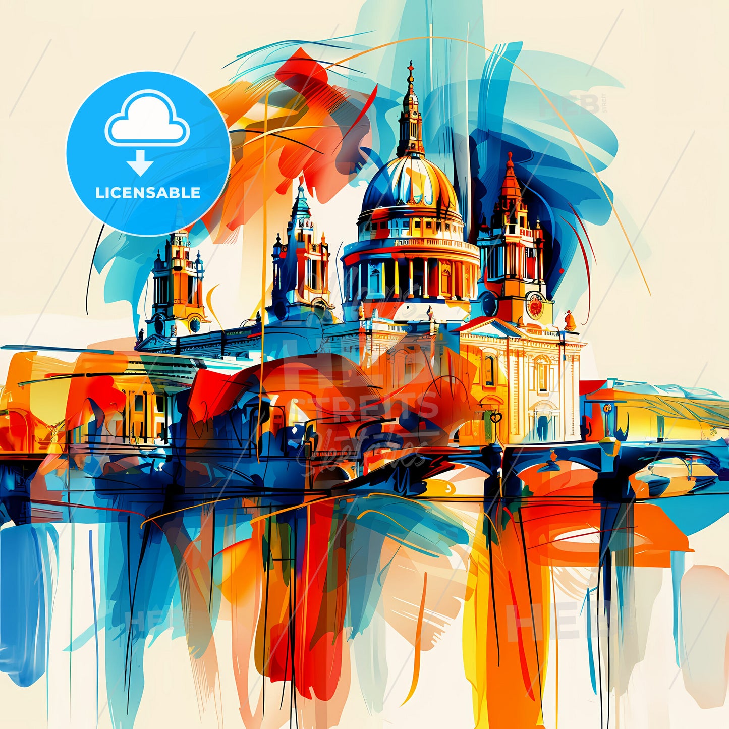 Vibrant London, England - A Colorful Painting Of A Building