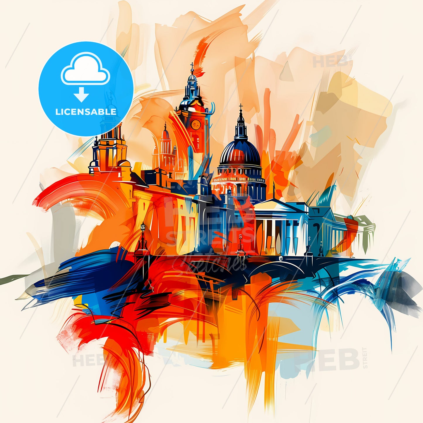 Vibrant London, England - A Colorful Painting Of A Building