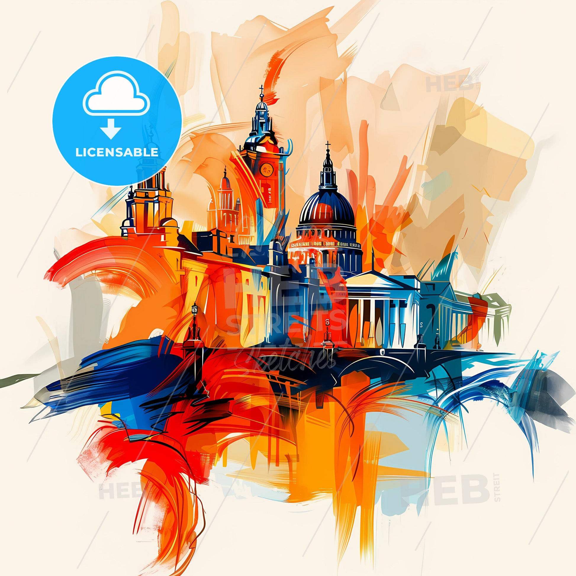 Vibrant London, England - A Colorful Painting Of A Building