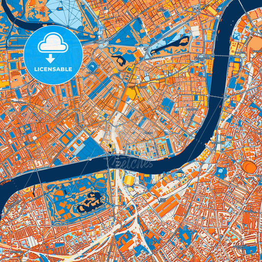 Colorful London Street Map with Labels and Buildings