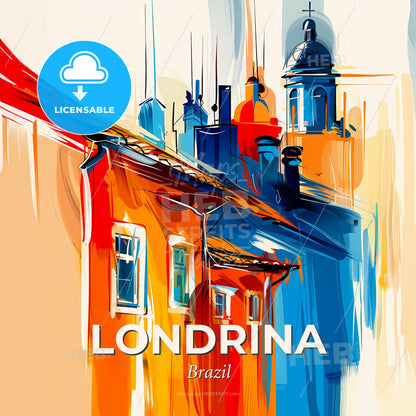 Vibrant Londrina, Brazil - A Painting Of A Building - Square format print template