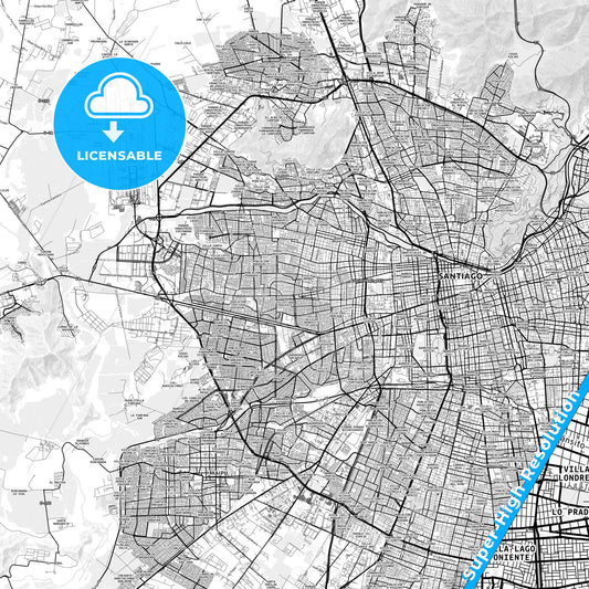 Lo Prado, Chile light map with streetnames, citynames and districts