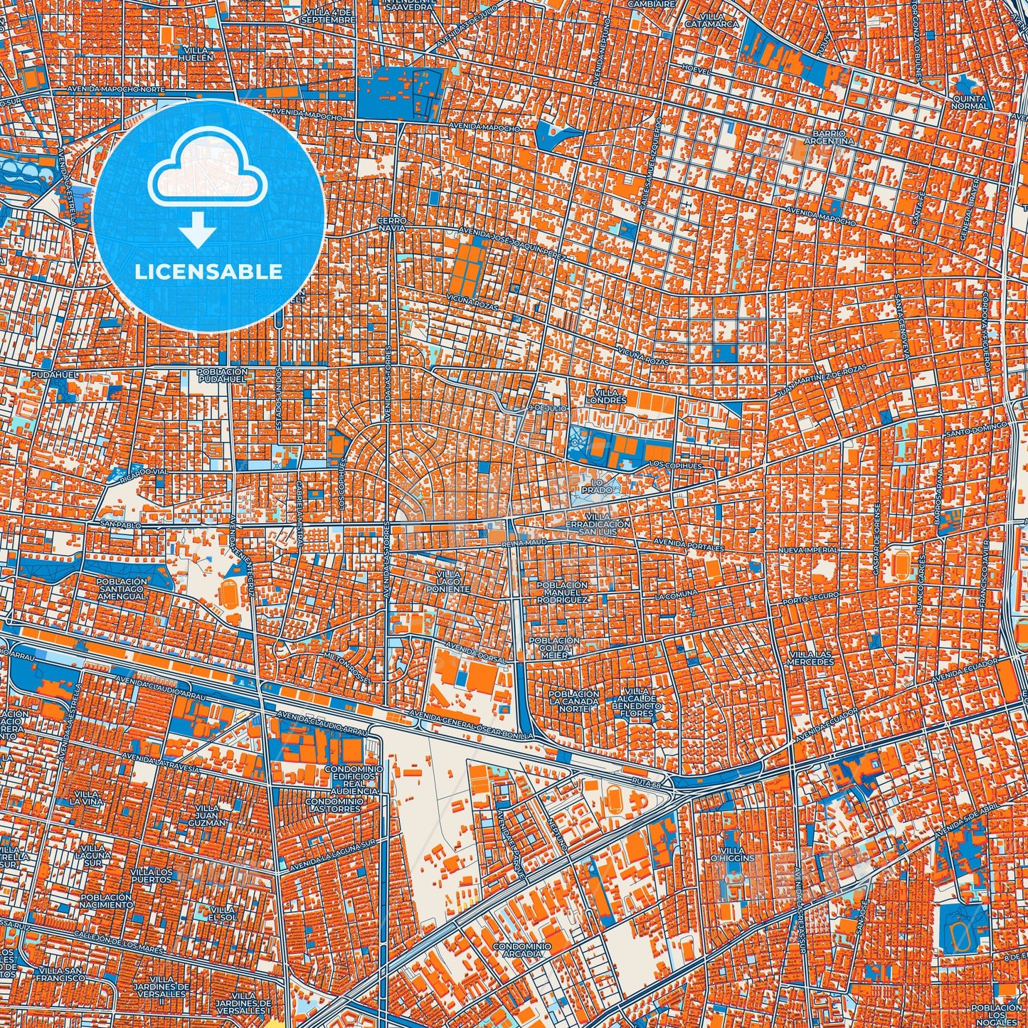 Colorful Lo Prado Street Map with Labels and Buildings