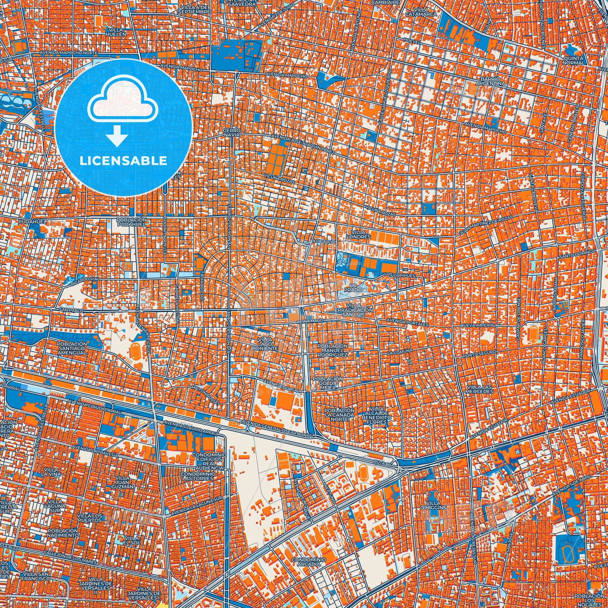 Colorful Lo Prado Street Map with Labels and Buildings