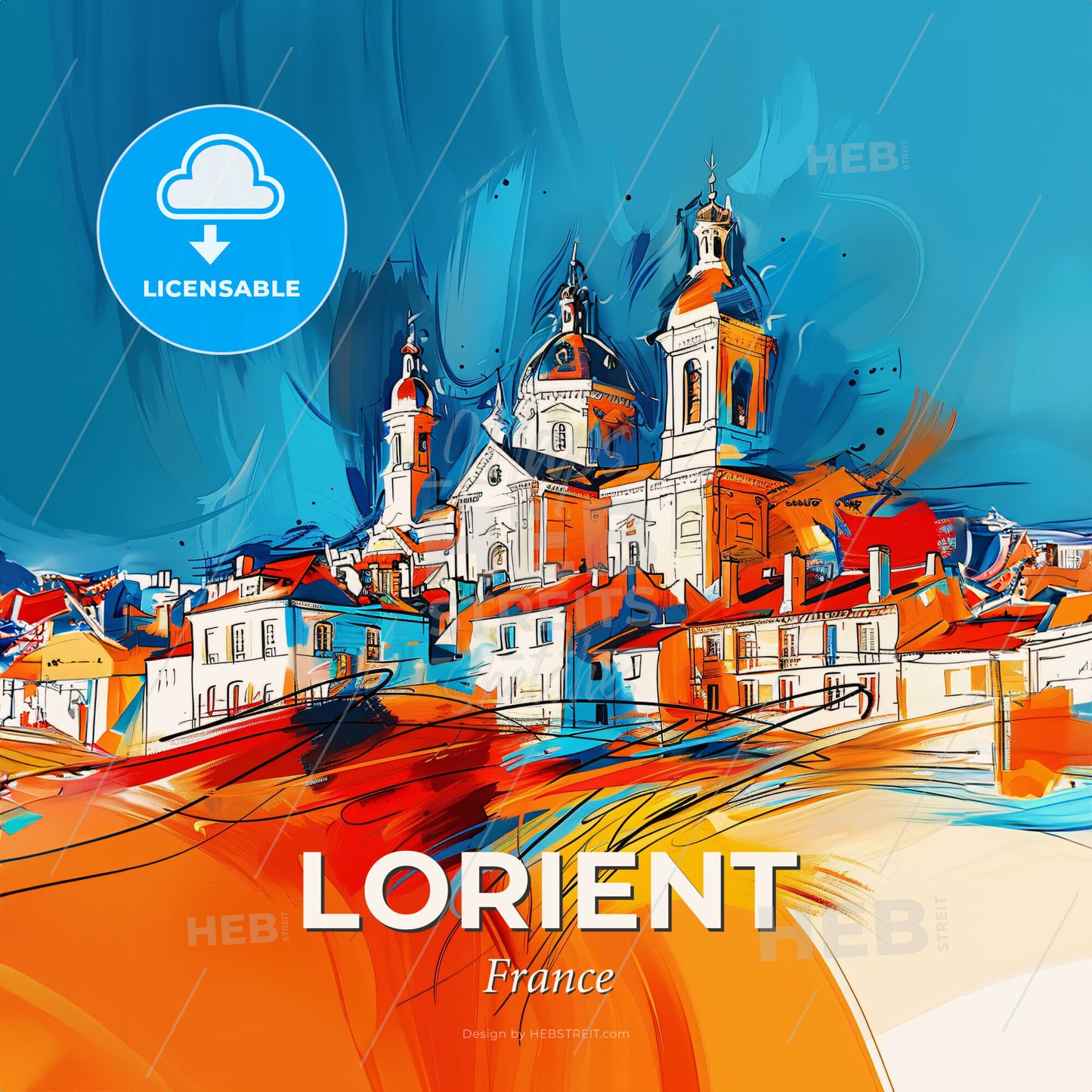 Vibrant Lorient, France - A Painting Of A City - Square format print template