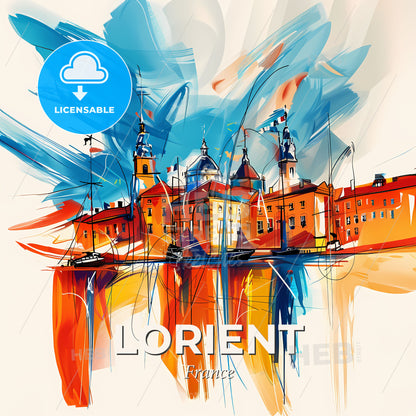Vibrant Lorient, France - A Painting Of A Building - Square format print template
