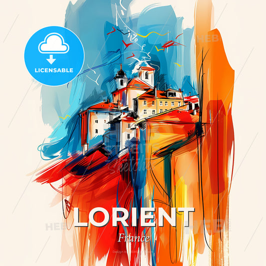 Vibrant Lorient, France - A Painting Of A Building - Square format print template