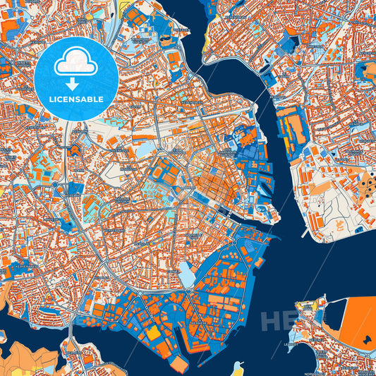 Colorful Lorient Street Map with Labels and Buildings