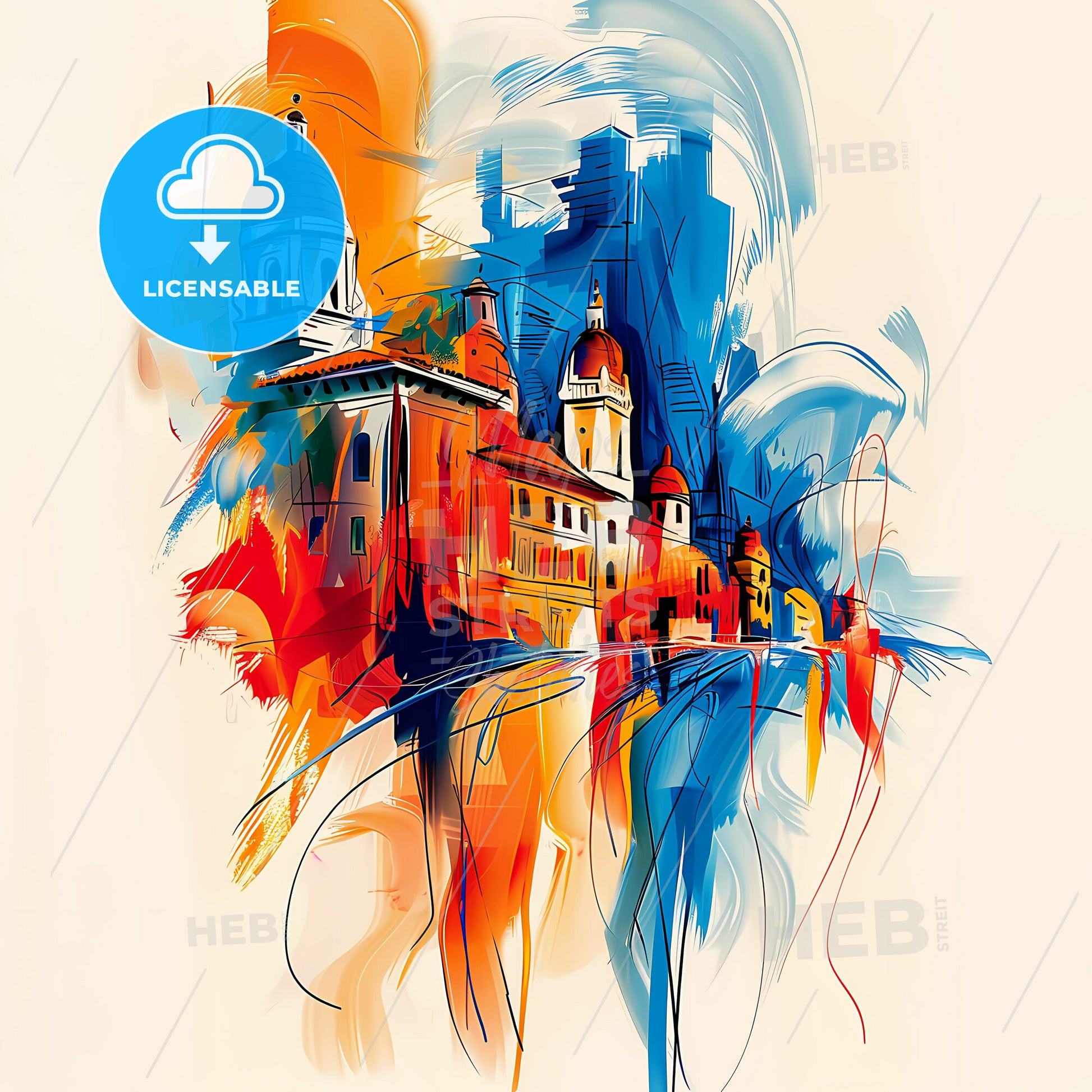 Vibrant Los Angeles, California - A Colorful Painting Of Buildings