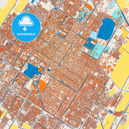 Colorful Los Mochis Street Map with Labels and Buildings