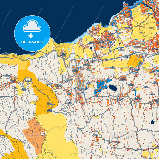 Colorful Los Realejos Street Map with Labels and Buildings