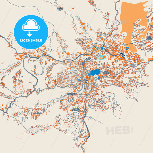 Colorful Los Teques Street Map with Labels and Buildings