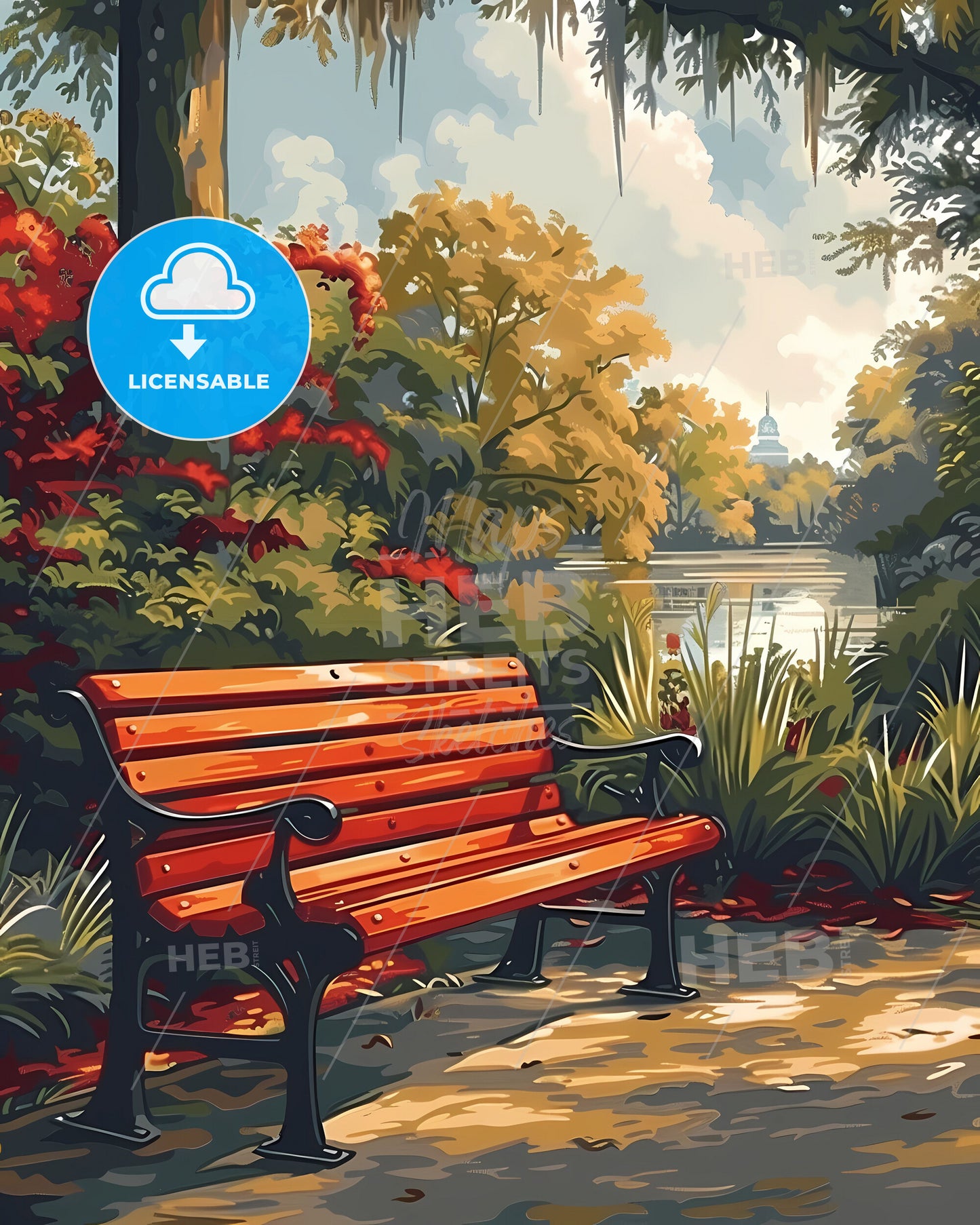 Painting, Vibrant Art, Bench, Park, Louisiana, USA