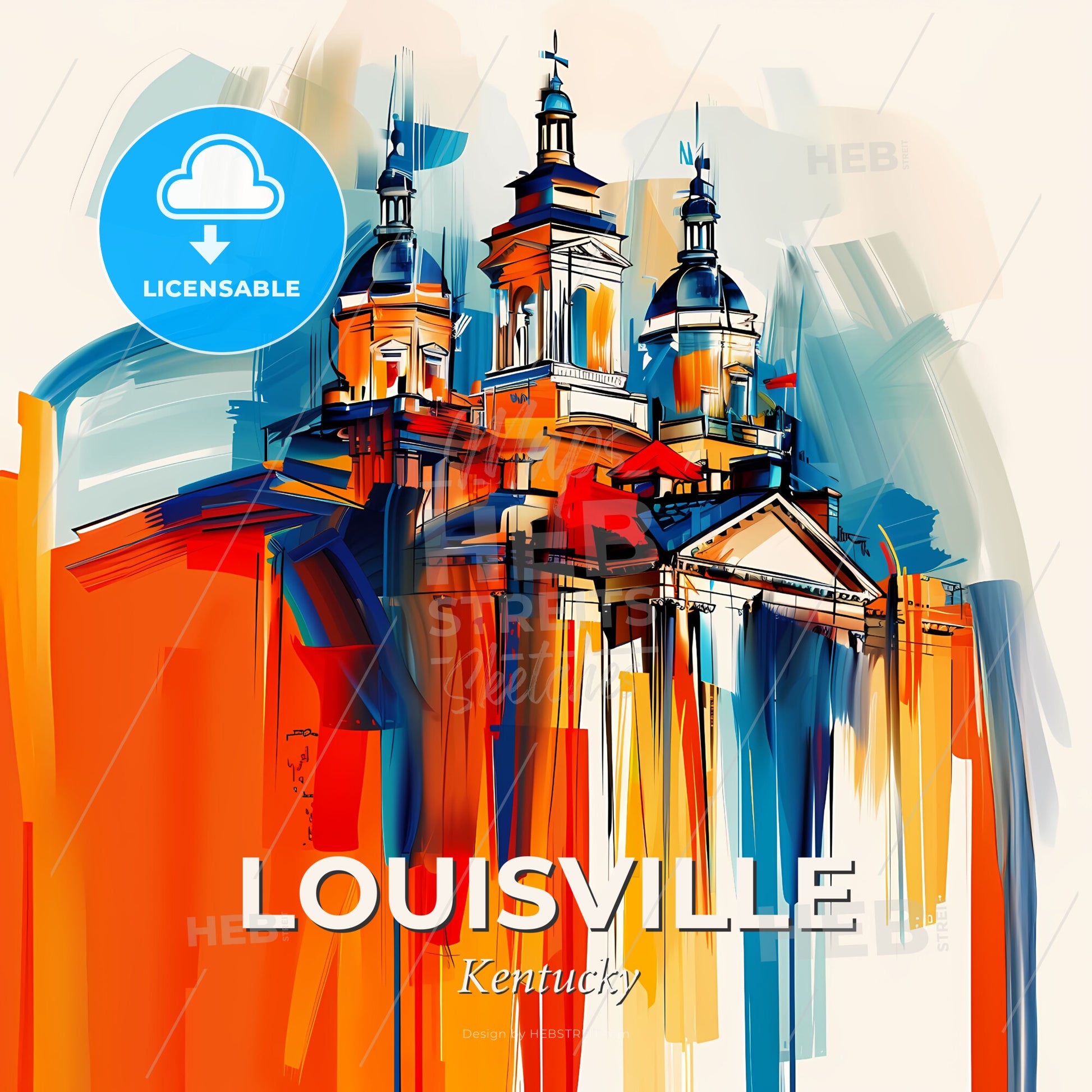 Vibrant Louisville, Kentucky - A Painting Of A Building - Square format print template