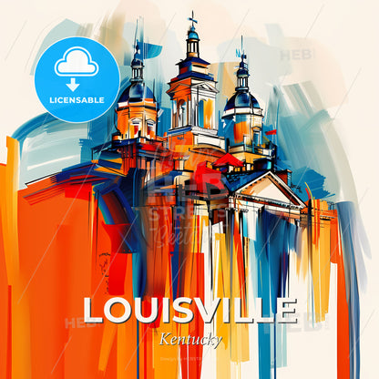 Vibrant Louisville, Kentucky - A Painting Of A Building - Square format print template