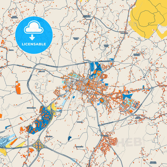 Colorful Loulé Street Map with Labels and Buildings