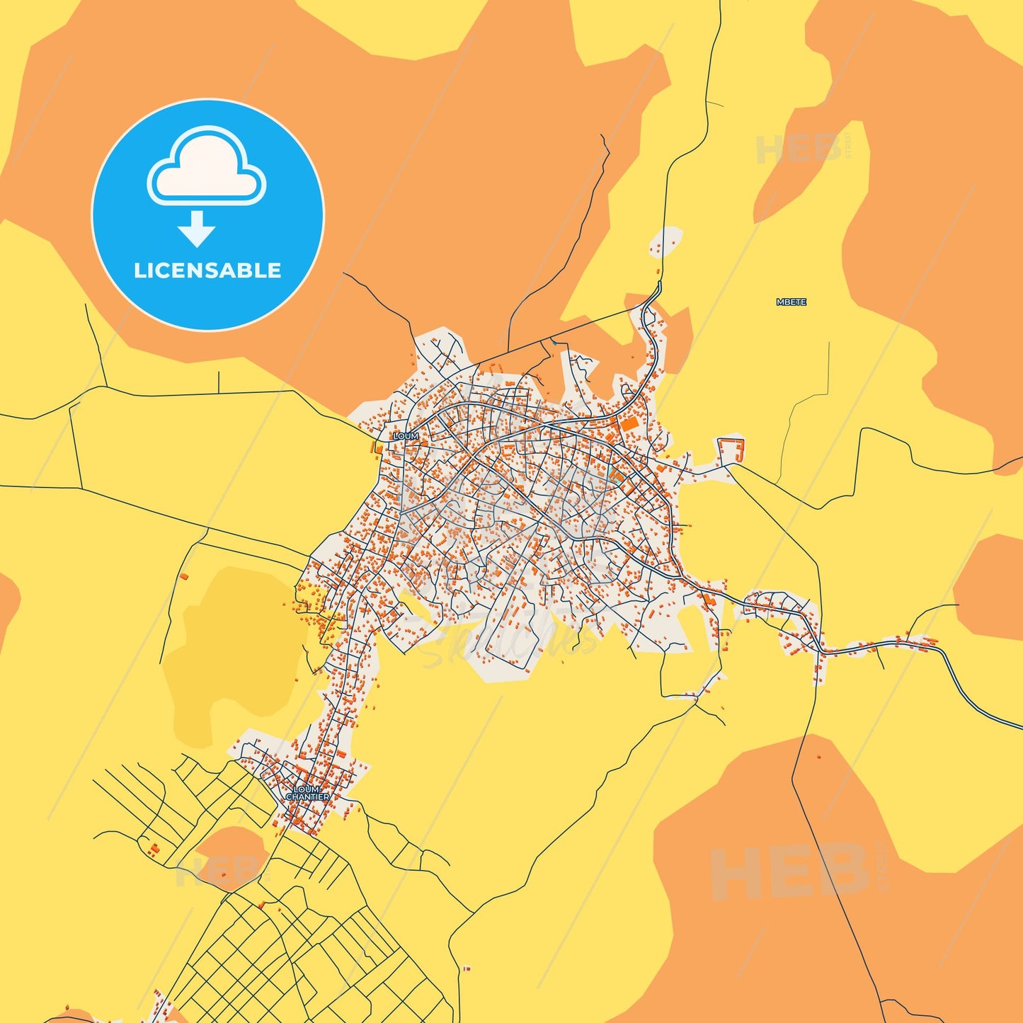 Colorful Loum Street Map with Labels and Buildings