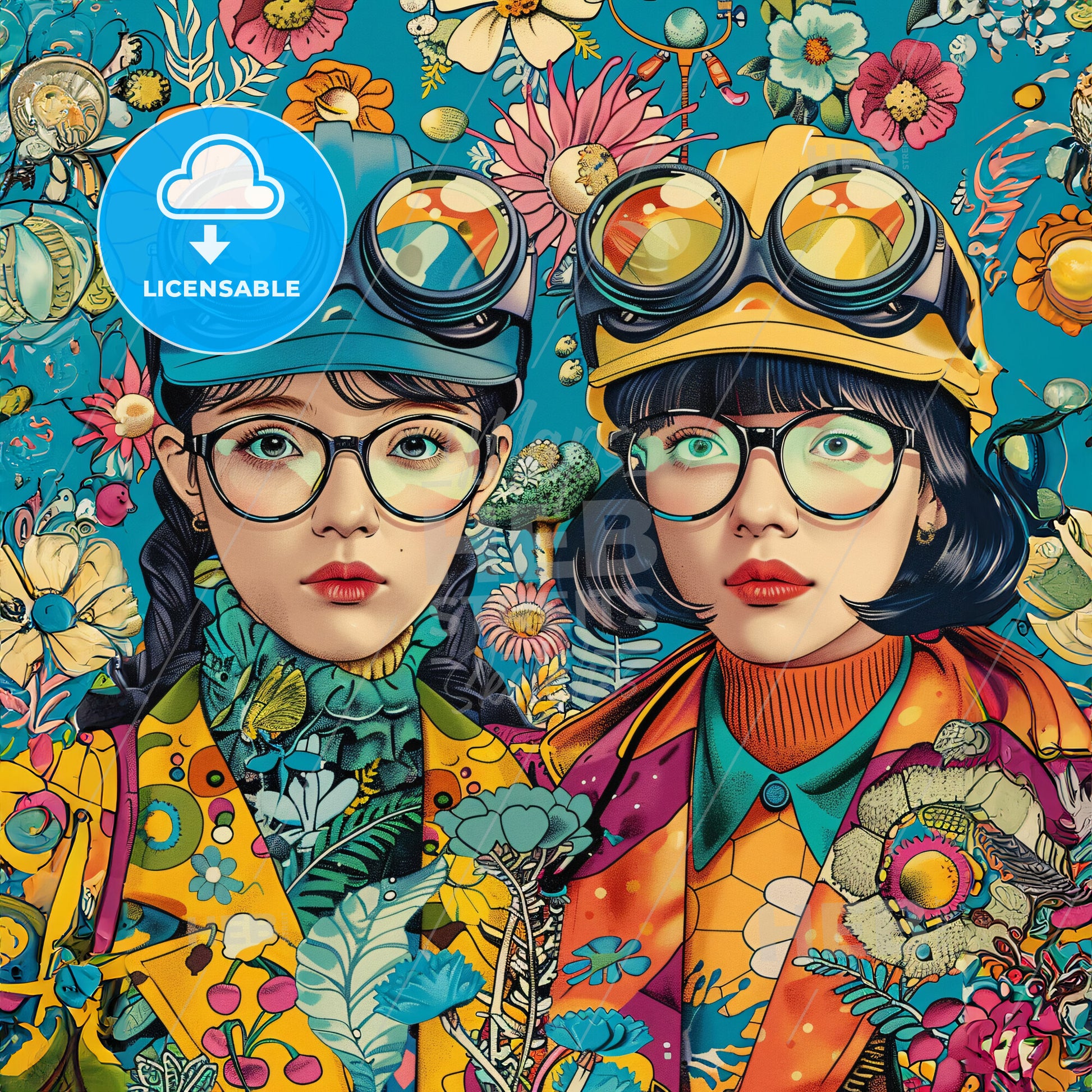 A Couple Of Women Wearing Goggles And Glasses