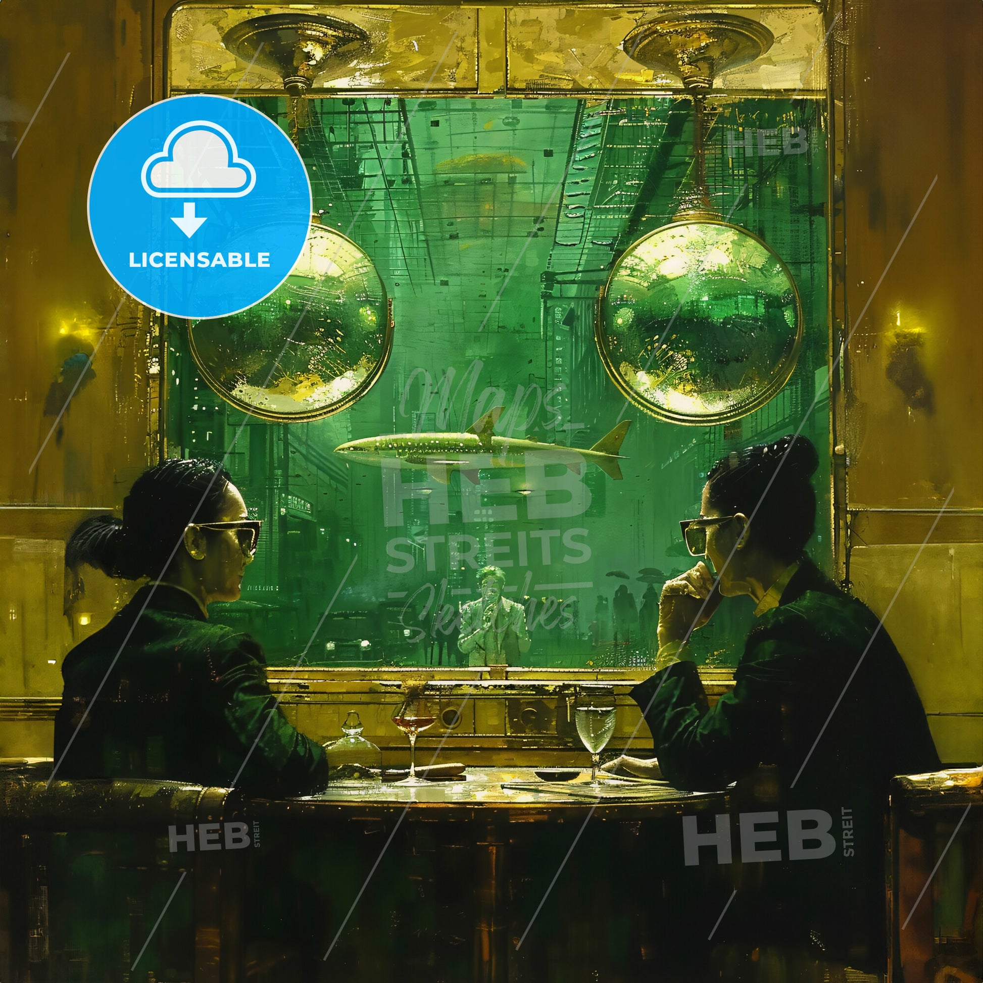 A Couple Of Women Sitting At A Table Looking Out A Window