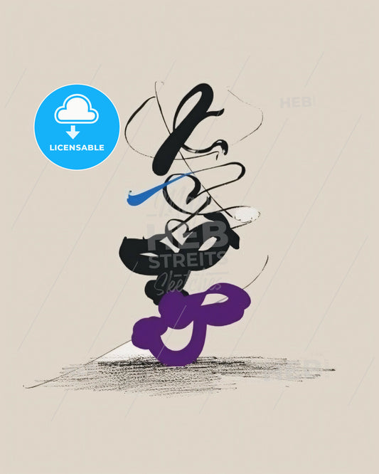 Minimalist Line Art: Love, Serenity, and Hues - A black and purple swirls