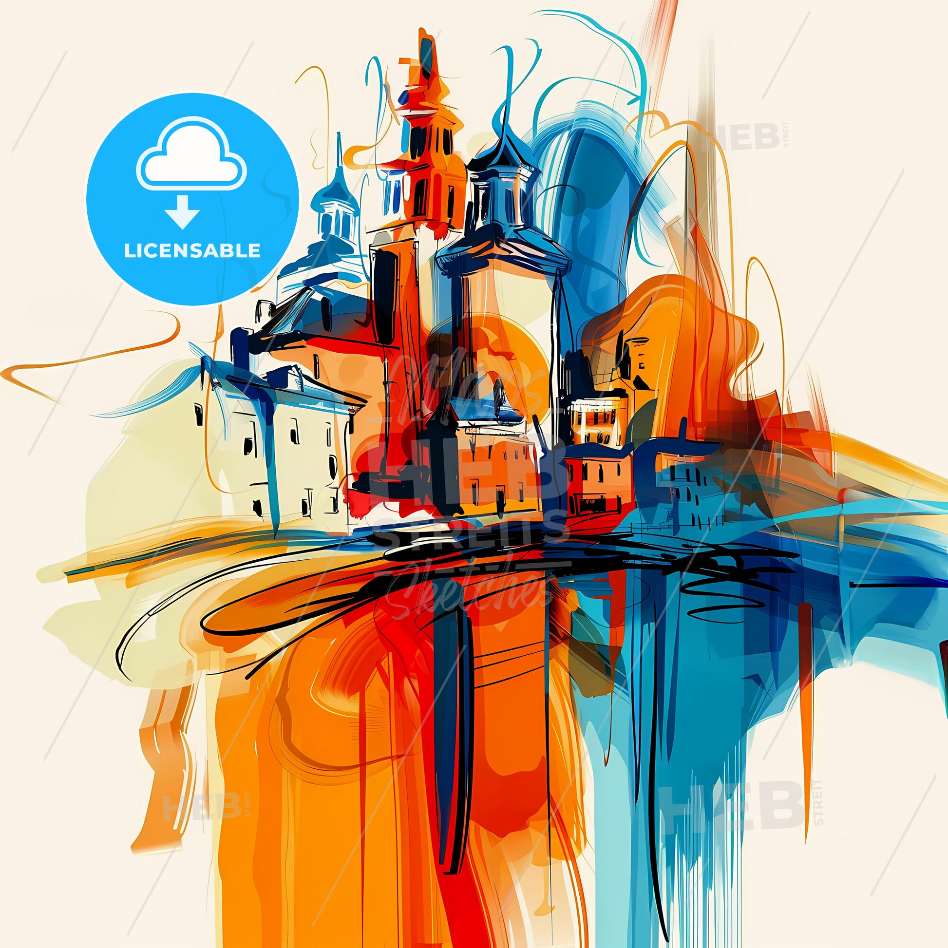 Vibrant Lowell, Massachusetts - A Colorful Painting Of Buildings