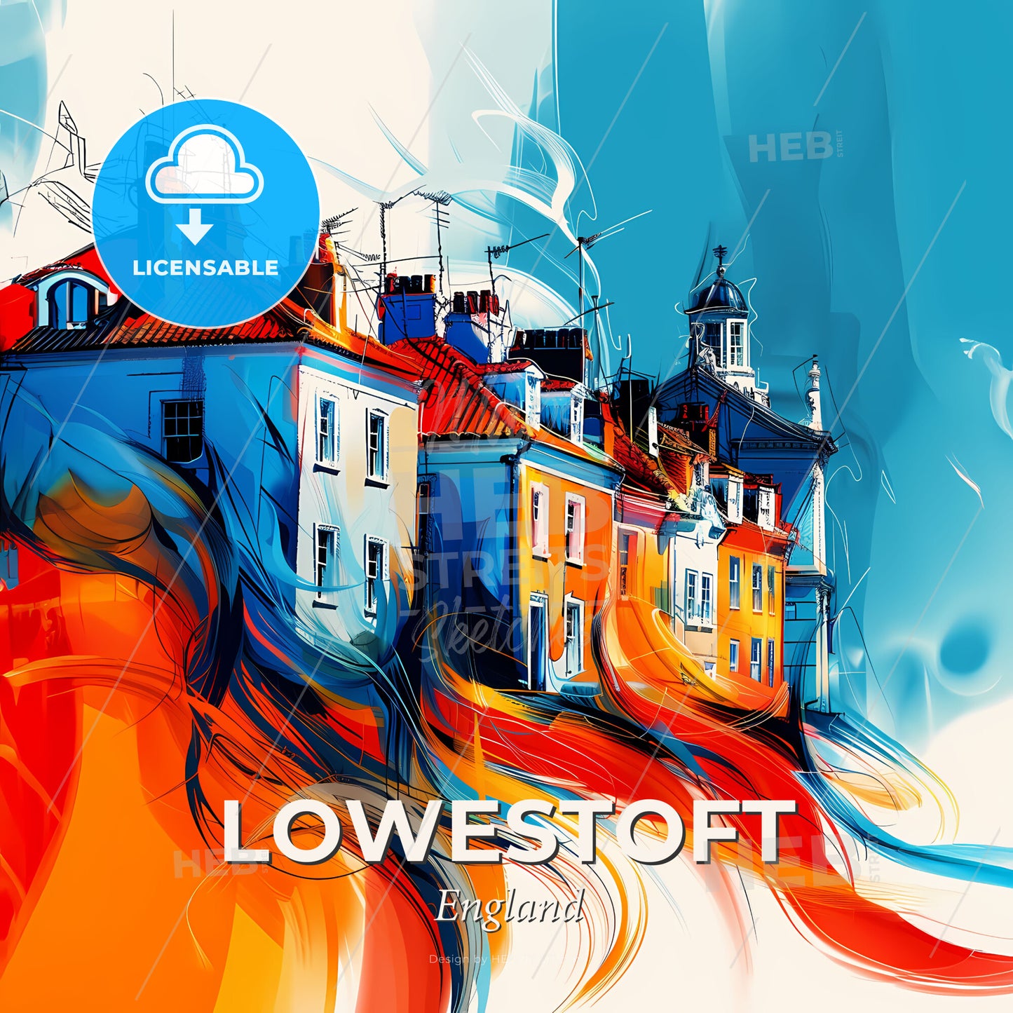 Vibrant Lowestoft, England - A Colorful Painting Of Buildings - Square format print template