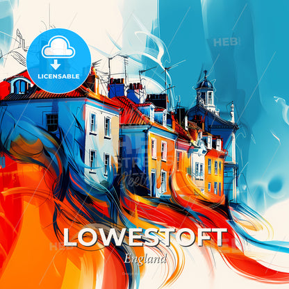 Vibrant Lowestoft, England - A Colorful Painting Of Buildings - Square format print template