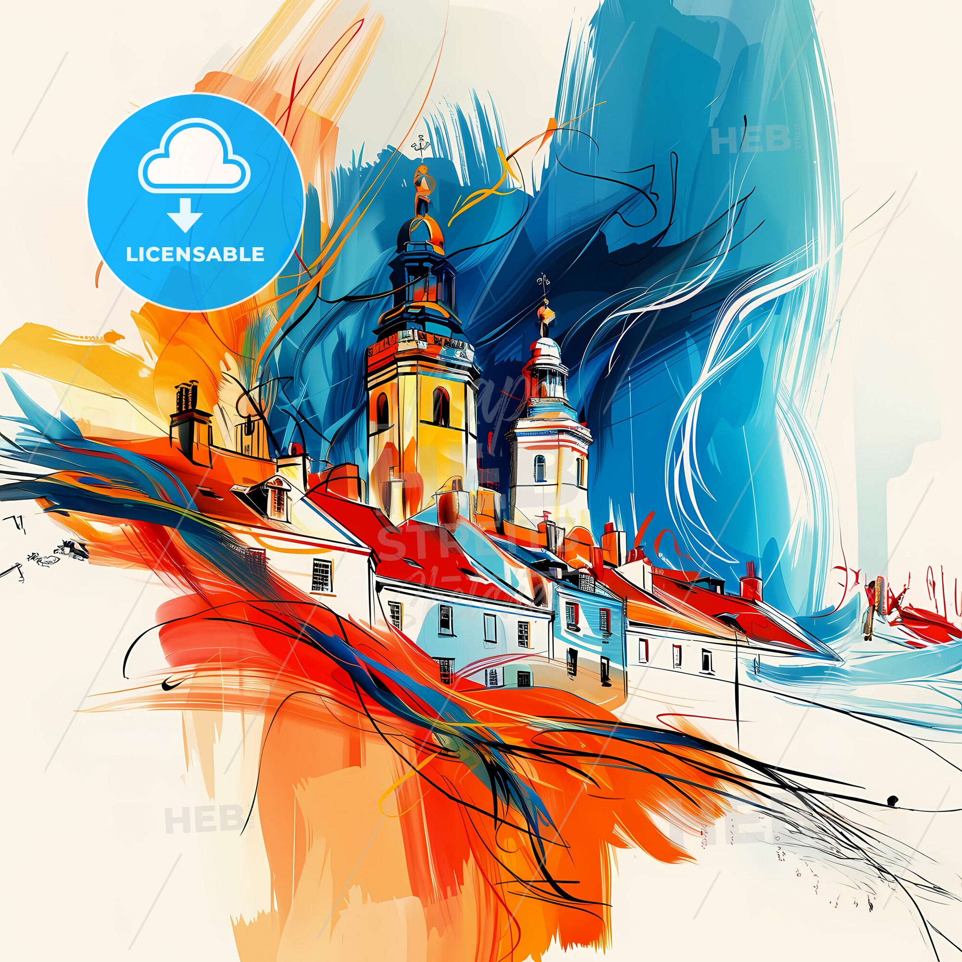 Vibrant Lowestoft, England - A Painting Of A Building With A Tower