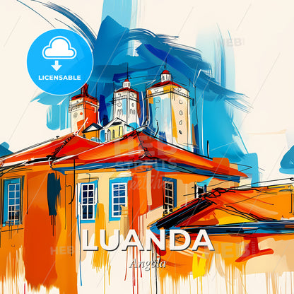 Vibrant Luanda, Angola - A Painting Of A Building - Square format print template