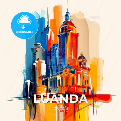 Vibrant Luanda, Angola - A Colorful Cityscape With Buildings - Square format print template