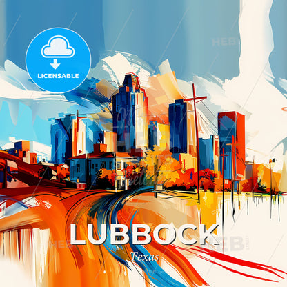 Vibrant Lubbock, Texas - A Painting Of A City - Square format print template